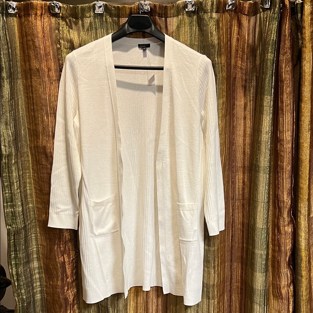 Talbots white Cardigan.  Tag says X cutest details C014